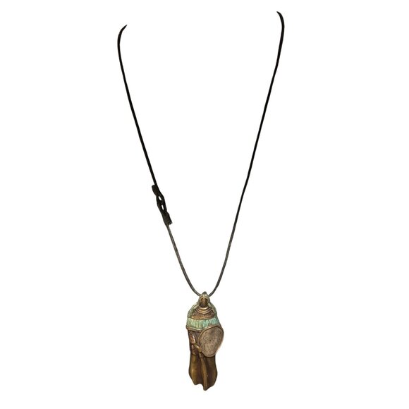 Rare Roger Robert Bronze & Green Patina Woman Spirit Warrior Pendant Necklace - Picture 9 of 16